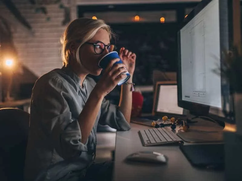 Woman working at a laptop
